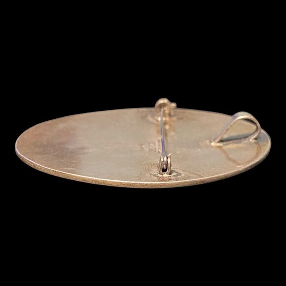 Brooch 2.5" Abalone Shell Mayan Design Sterling Silver 925 Mexico - Picture 11 of 11